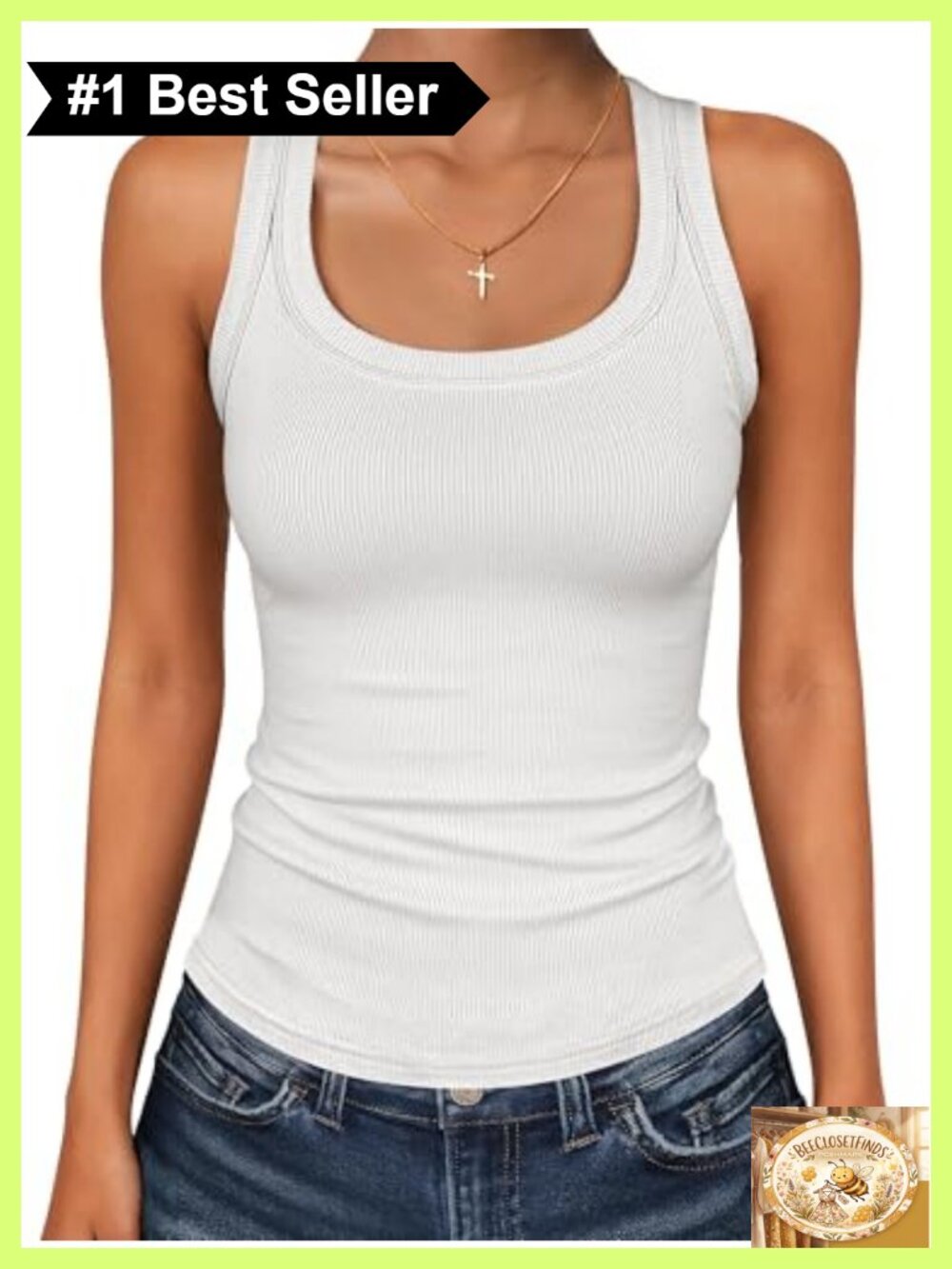 Womens Square Neck Racerback Ribbed Slim Fit Summer Tank Top